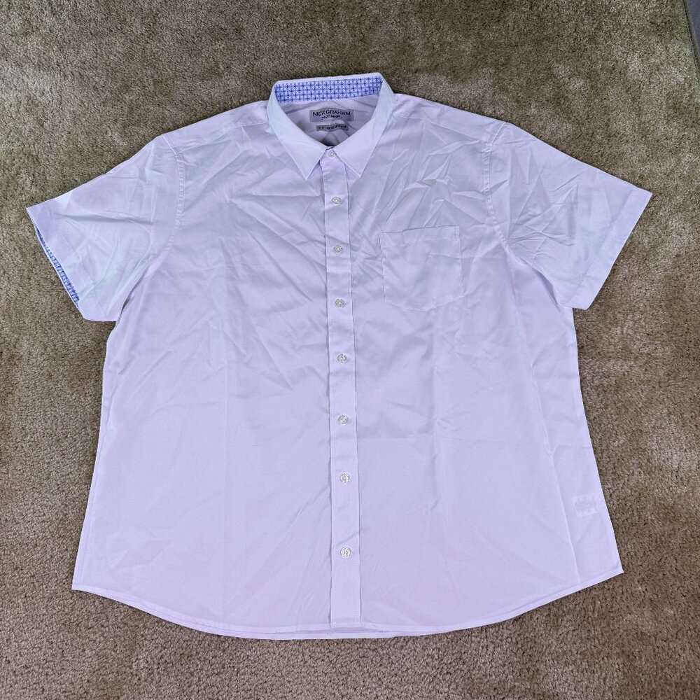 Nick Graham Men's Performance Short Sleeve Woven Sport Shirt Size XXL White E868
